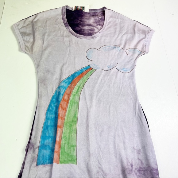 Vintage 70s Rainbow Dress size Small XS Purple Tie Dye Maxi Boho Hippie - Picture 11 of 11